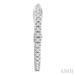 1/6 Ctw Inside & Outside Round Cut Diamond Hoop Earring in 10K White Gold