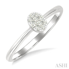 1/10 Ctw Lovebright Petite Oval Shape Round Cut Diamond Fashion Ring in 10K Yellow and White Gold