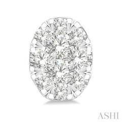 1/6 Ctw Lovebright Petite Oval Shape Round Cut Diamond Fashion Stud Earring in 10K Yellow and White Gold