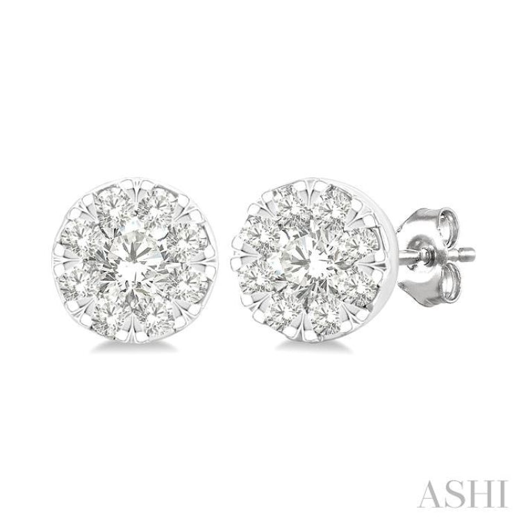 1/6 Ctw Lovebright Petite Round Shape Round Cut Diamond Fashion Stud Earring in 10K Yellow and White Gold