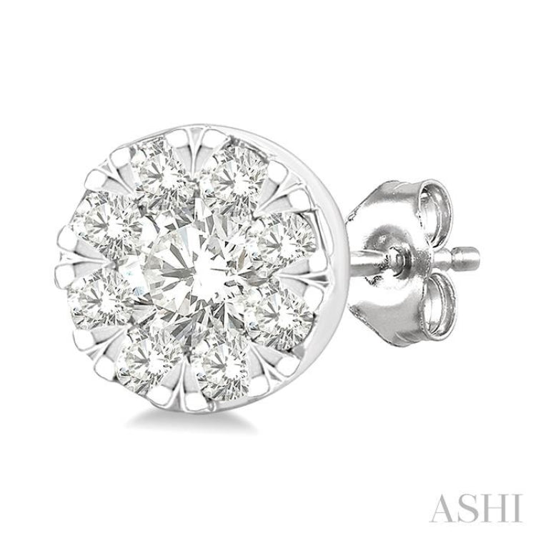 1/6 Ctw Lovebright Petite Round Shape Round Cut Diamond Fashion Stud Earring in 10K Yellow and White Gold