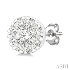 1/6 Ctw Lovebright Petite Round Shape Round Cut Diamond Fashion Stud Earring in 10K Yellow and White Gold