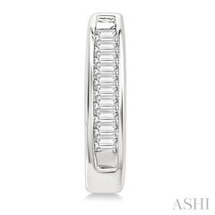 1/10 Ctw Baguette Cut Diamond Huggie Earrings in 10K White Gold