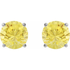 Sterling Silver 7 mm Lab-Grown Yellow Sapphire Earrings