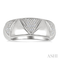 1/10 Ctw Bold Straight and Inverted Chevron Round Cut Diamond Wide Fashion Band in Sterling Silver
