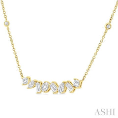 1 Ctw Mixed Diamond Cut Fashion Station Necklace in 14K White Gold