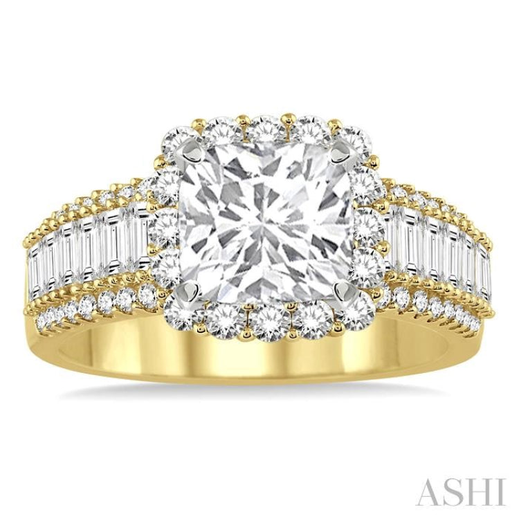 1 1/5 Ctw Diamond Semi-Mount Engagement Ring in 14K Yellow and White Gold