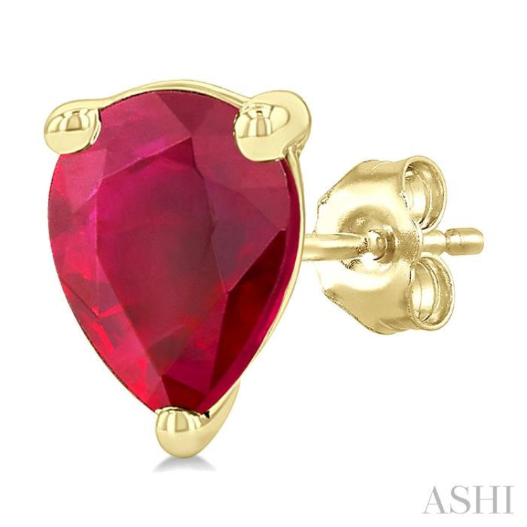 5X3 MM Pear Shape Ruby Precious Stud Earrings in 14K Yellow Gold