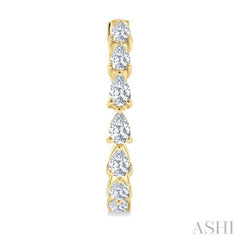 1 1/2 Ctw North-South Pear Shape Diamond Fashion Hoop Earring in 14K Yellow Gold