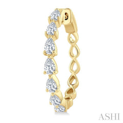1 1/2 Ctw North-South Pear Shape Diamond Fashion Hoop Earring in 14K Yellow Gold