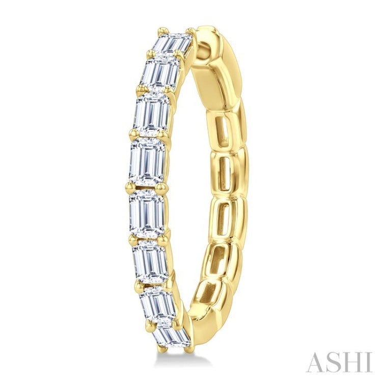 1 7/8 Ctw North-South Emerald Cut Diamond Fashion Hoop Earring in 14K Yellow Gold