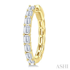 1 7/8 Ctw North-South Emerald Cut Diamond Fashion Hoop Earring in 14K Yellow Gold