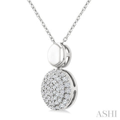 1/4 Ctw Circular Mount Pave Set Round Cut Diamond Fashion Pendant With Chain in 10K White Gold