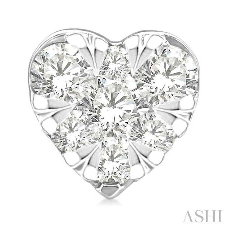 1/6 Ctw Lovebright Petite Heart Shape Round Cut Diamond Fashion Stud Earring in 10K Yellow and White Gold