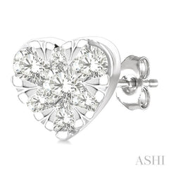 1/6 Ctw Lovebright Petite Heart Shape Round Cut Diamond Fashion Stud Earring in 10K Yellow and White Gold