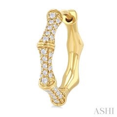 1/3 Ctw Petite Bamboo-Inspired Round Cut Diamond Fashion Huggies in 14K Yellow Gold