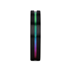 AZURE Flat Black Ceramic Ring Brushed with Rainbow Groove - 4mm - 8mm