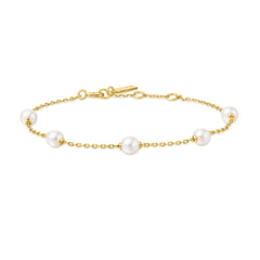 Gold Shell Pearl Station Bracelet