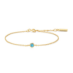 Gold Bezel-Set Lab-Created Turquoise Solitaire Bracelet