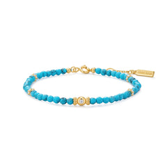 Gold Lab-Created Turquoise Beaded Bracelet