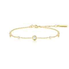 Gold Mint Green Station Bracelet