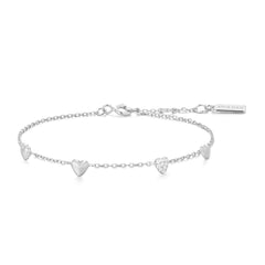 Silver Pav¨¦ Puffed Heart Station Bracelet