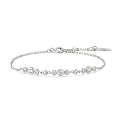 Silver Graduated Bezel-Set Trios Bracelet