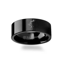 Game of Thrones Noble Houses Sigil Engraving Black Tungsten Ring Barateon - 2mm - 12mm