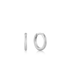 Silver Smooth Mini Huggie Hoop Earrings