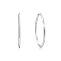 Silver Plain Oversized Hoops