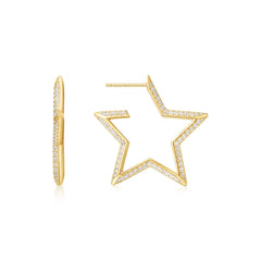 Gold Large Star-Shaped Pav¨¦ Hoop Earrings