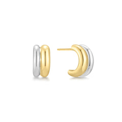 Two-Tone Duet Mixed Huggie Hoop Earrings