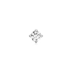 Silver Sparkle Round Barbell Single Earring