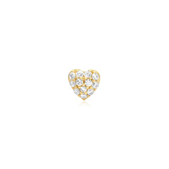 Gold Pav¨¦ Heart Barbell Single Earring