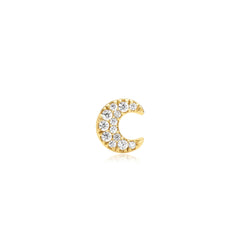 Gold Pav¨¦ Crescent Moon Barbell Single Earring