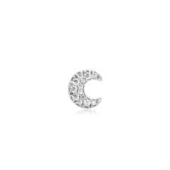 Silver Pav¨¦ Crescent Moon Barbell Single Earring