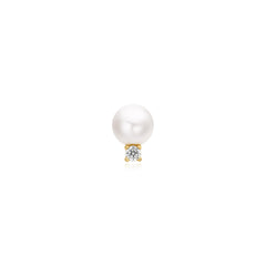 Gold Shell Pearl with Sparkling Accent Barbell Single Earring