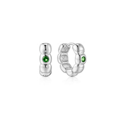 Silver Reversible Puffy Huggie Hoop Earrings