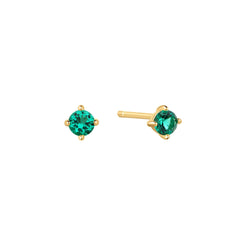 Gold Green Stud Earrings
