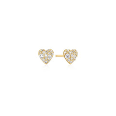 Gold Pav¨¦ Heart Stud Earrings