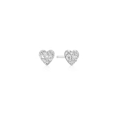 Silver Pav¨¦ Heart Stud Earrings