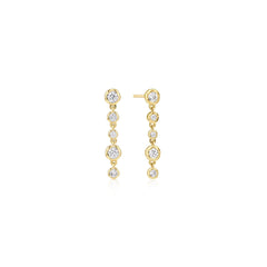 Gold Molten Cascade Bezel-Set Drop Stud Earrings