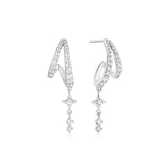 Silver Star Drop Stud Earrings