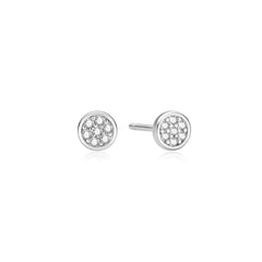 Silver Small Pav¨¦ Disc Stud Earrings