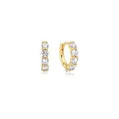 Gold Quintet Sparkle Huggie Hoop Earrings