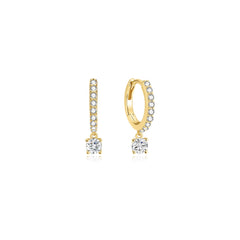 Gold Dangling Sparkle Huggie Hoop Earrings
