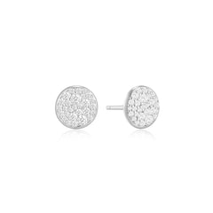 Silver Pav¨¦ Disc Stud Earrings