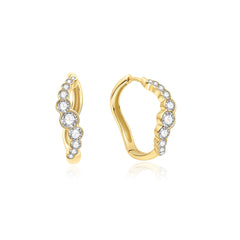 Gold Sparkling Tide Huggie Hoop Earrings