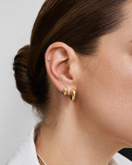 Gold Dome Stud Hoop Earrings