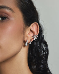 Gold Rope Twist Huggie Hoop Earrings